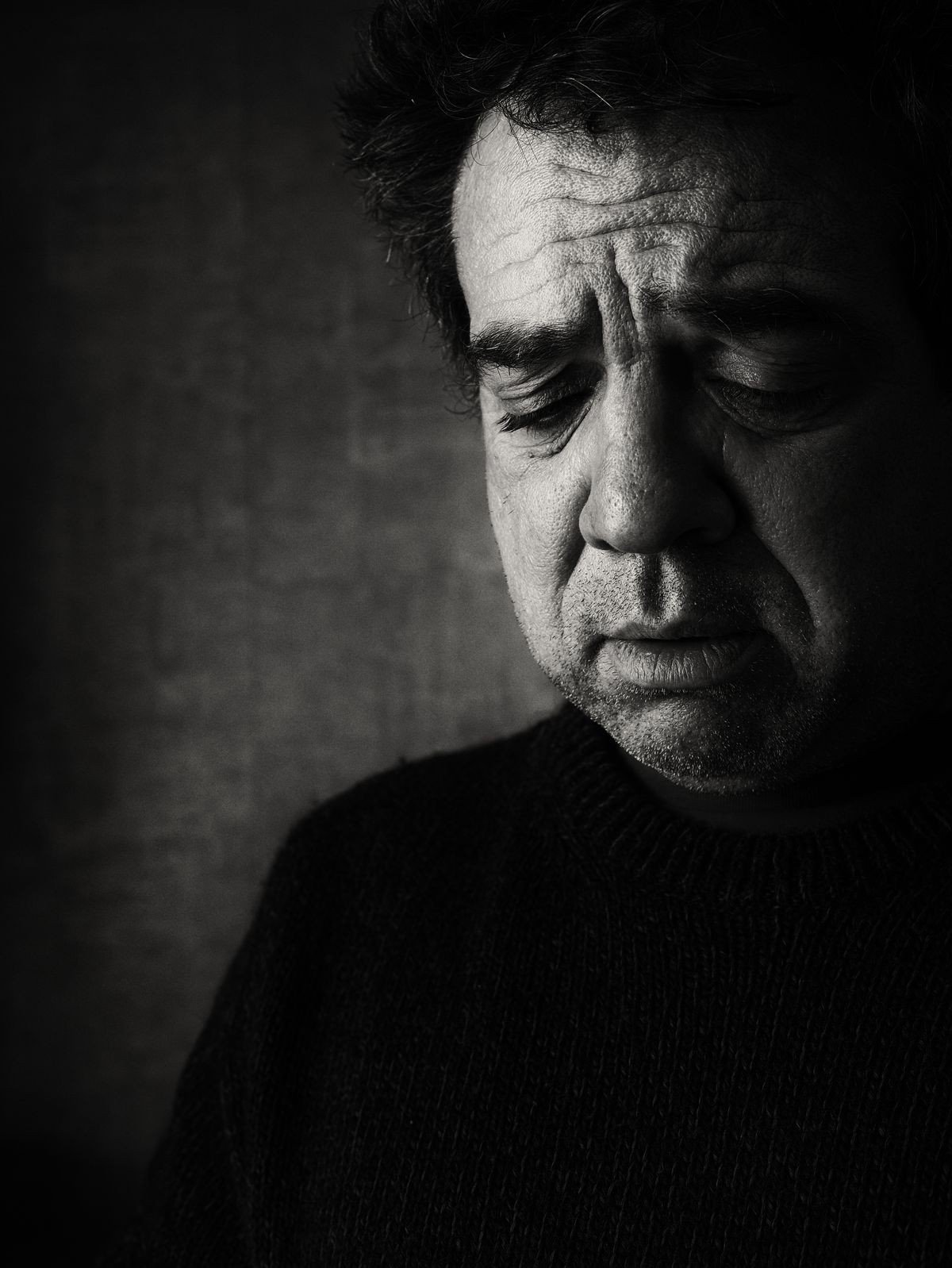 Unhappy Crying Middle Aged Man Portrait